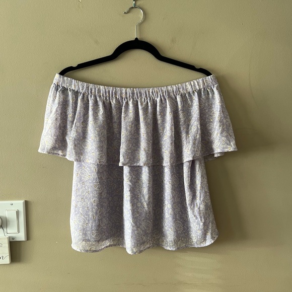 Express Light Purple & White Floral Print On-Off Shoulder Top - Picture 6 of 12